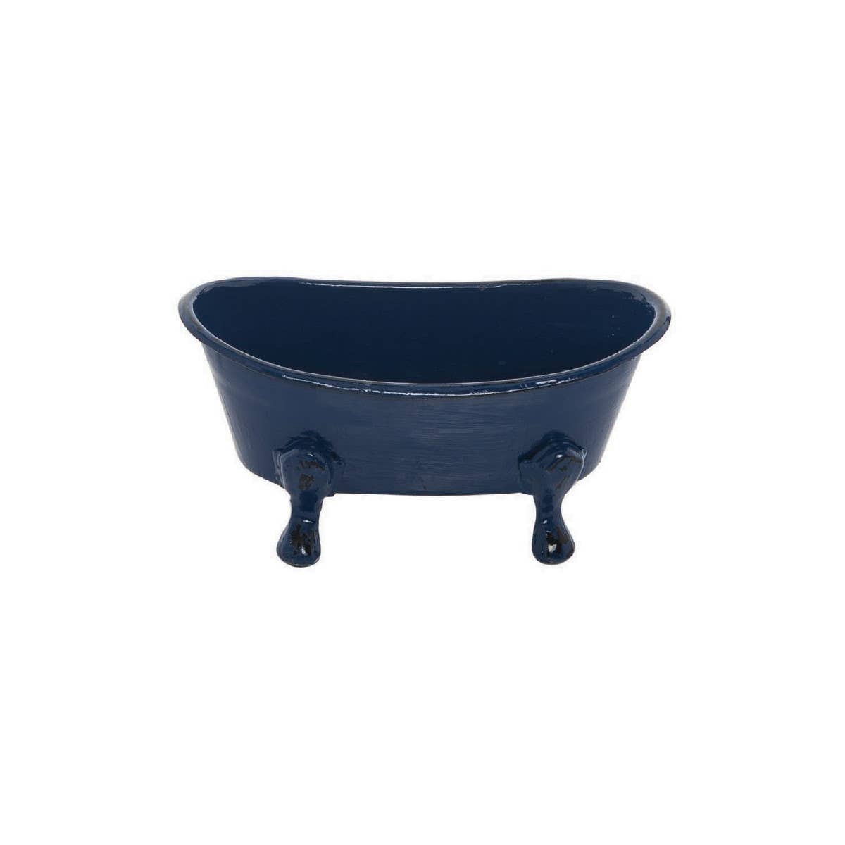 Navy Blue Distressed Enamel Bathtub Soap Dish