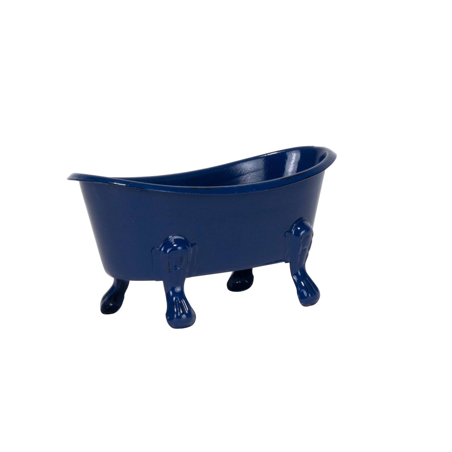 Navy Blue Distressed Enamel Bathtub Soap Dish