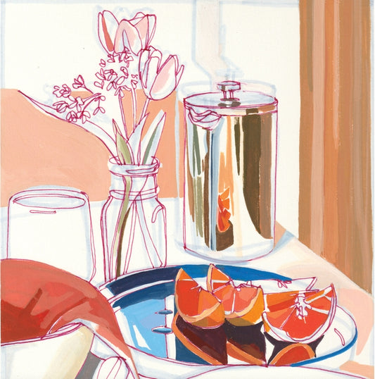 "Breakfast in the Catskills" Tulips and Coffee Signed Giclee