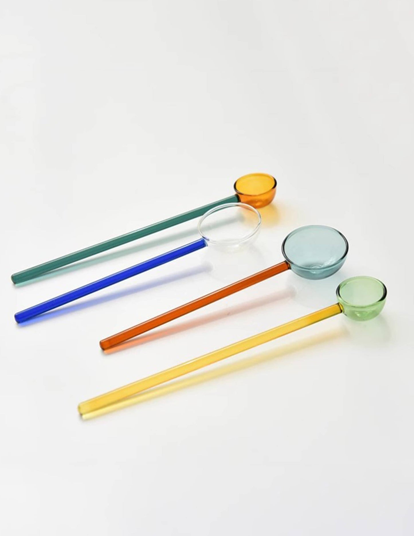 Long Handle Colorful Glass Spoon:  Blue& Gradient Blue