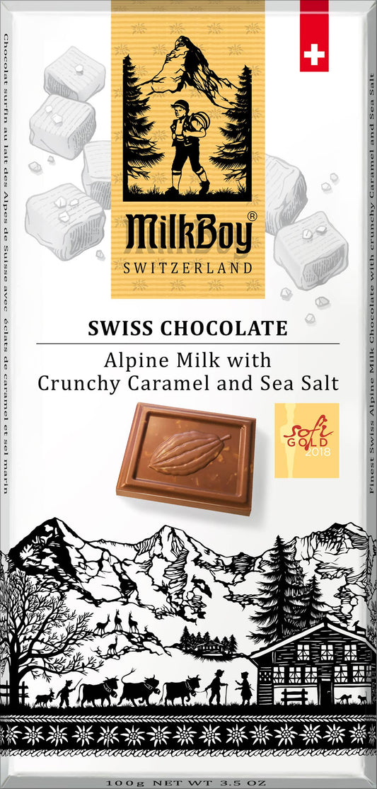 3.5oz Alpine Milk Chocolate with crunchy Caramel & Sea Salt