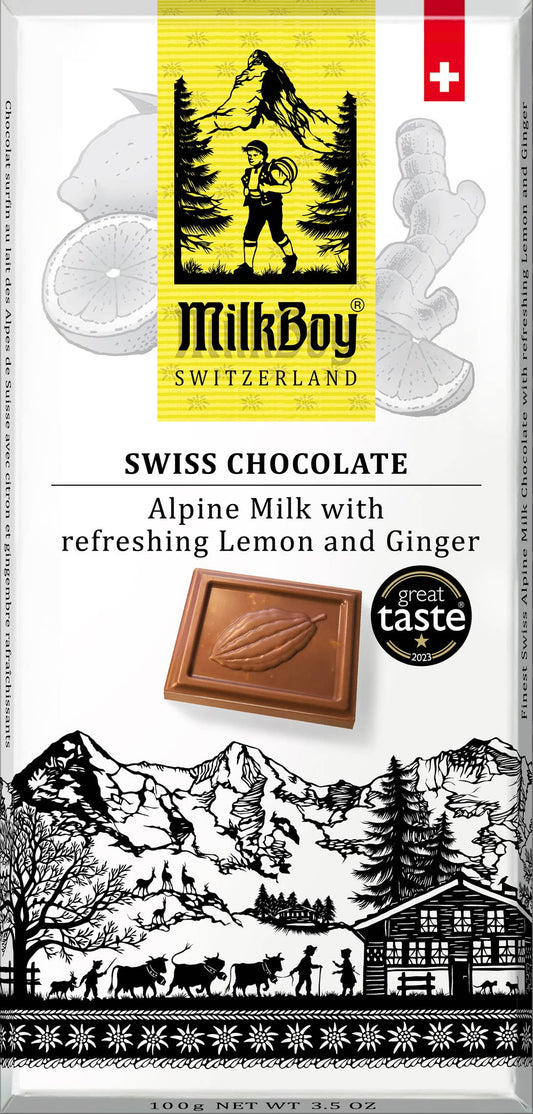 Alpine Milk Chocolate with refreshing Lemon & Ginger 3.5oz