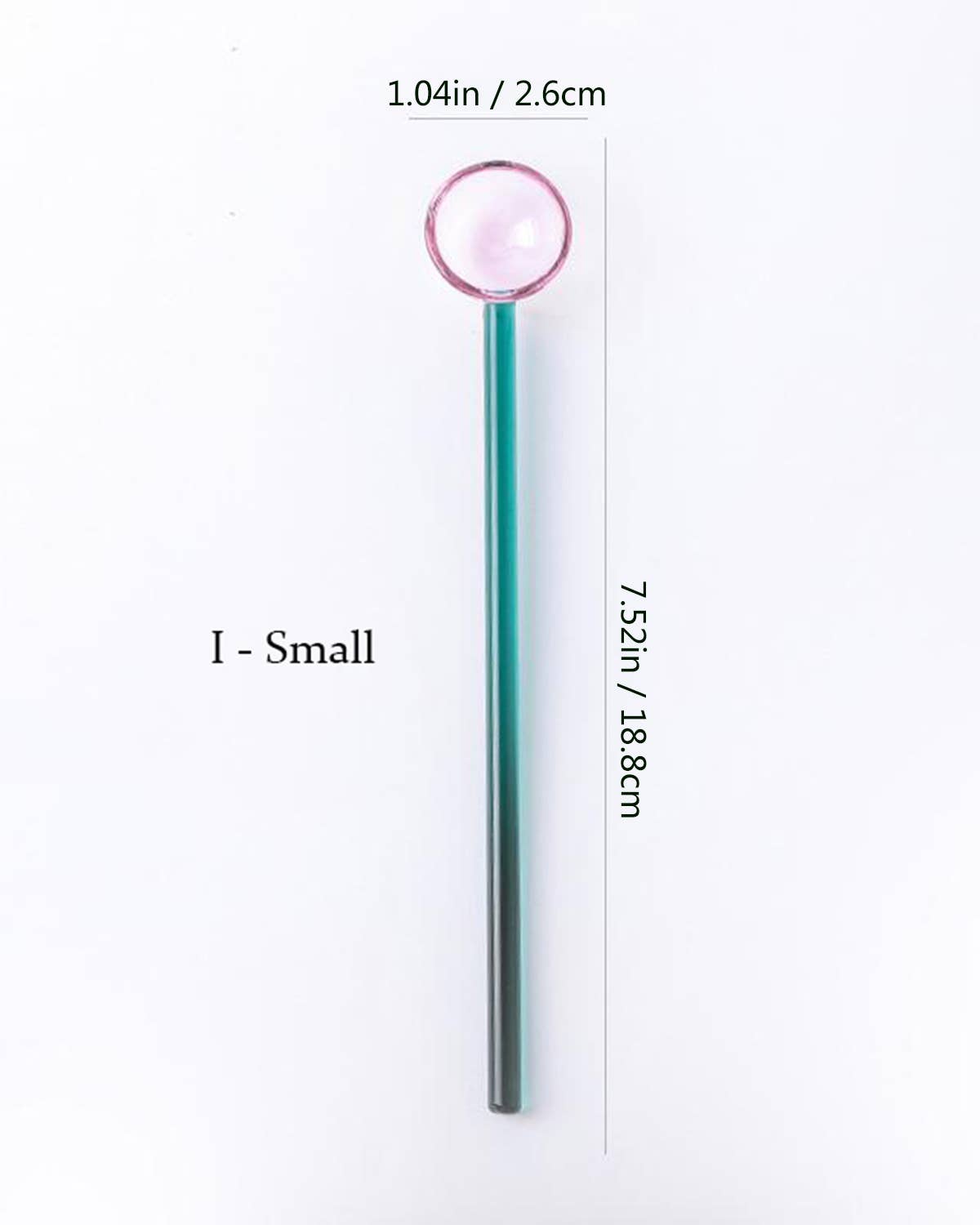 Long Handle Colorful Glass Spoon:  Pink& Green