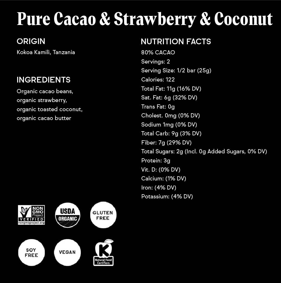 80% Pure Cacao & Strawberry & Coconut (No added sugar)