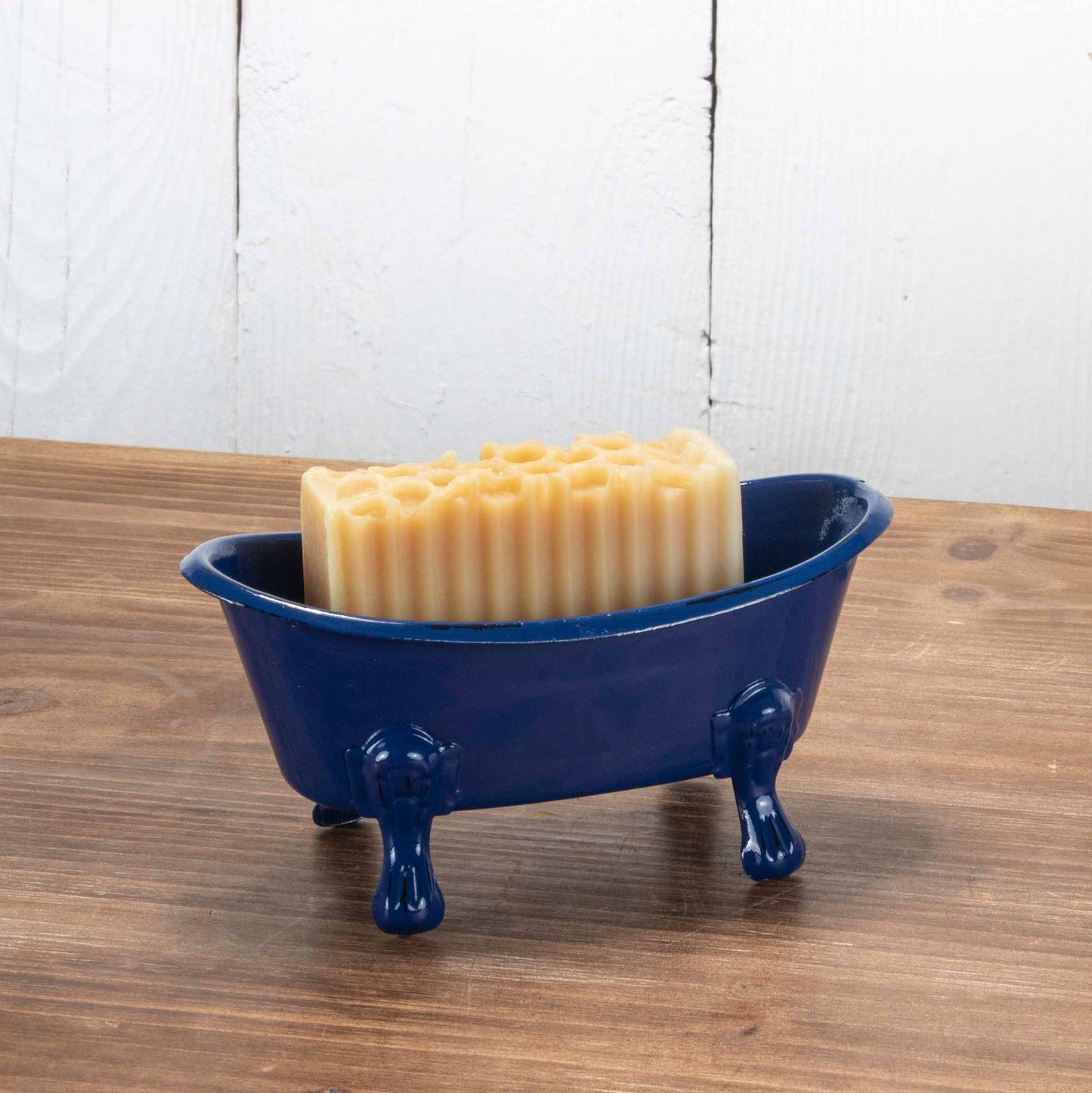 Navy Blue Distressed Enamel Bathtub Soap Dish