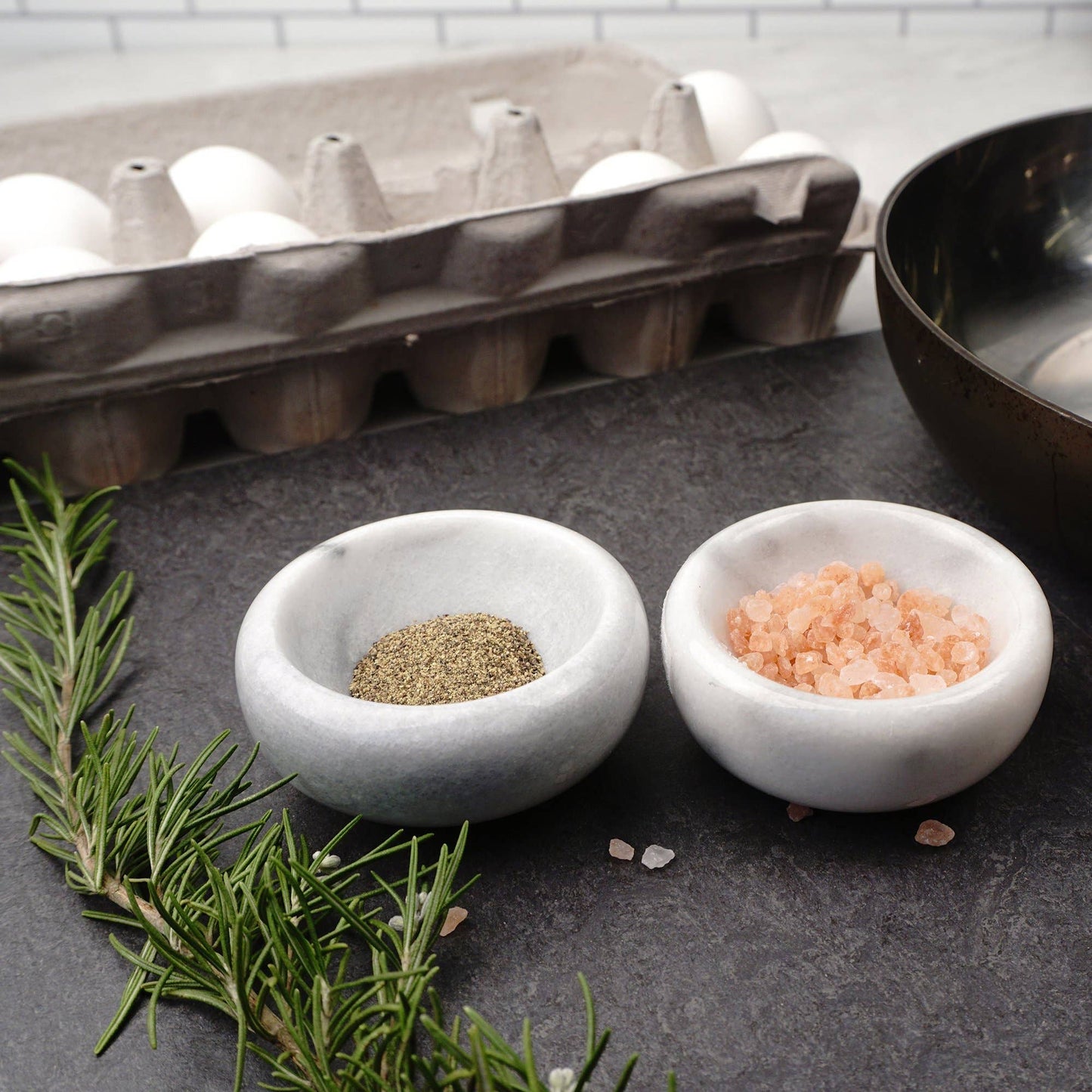 Herb Salt Bowls - Wht Marble