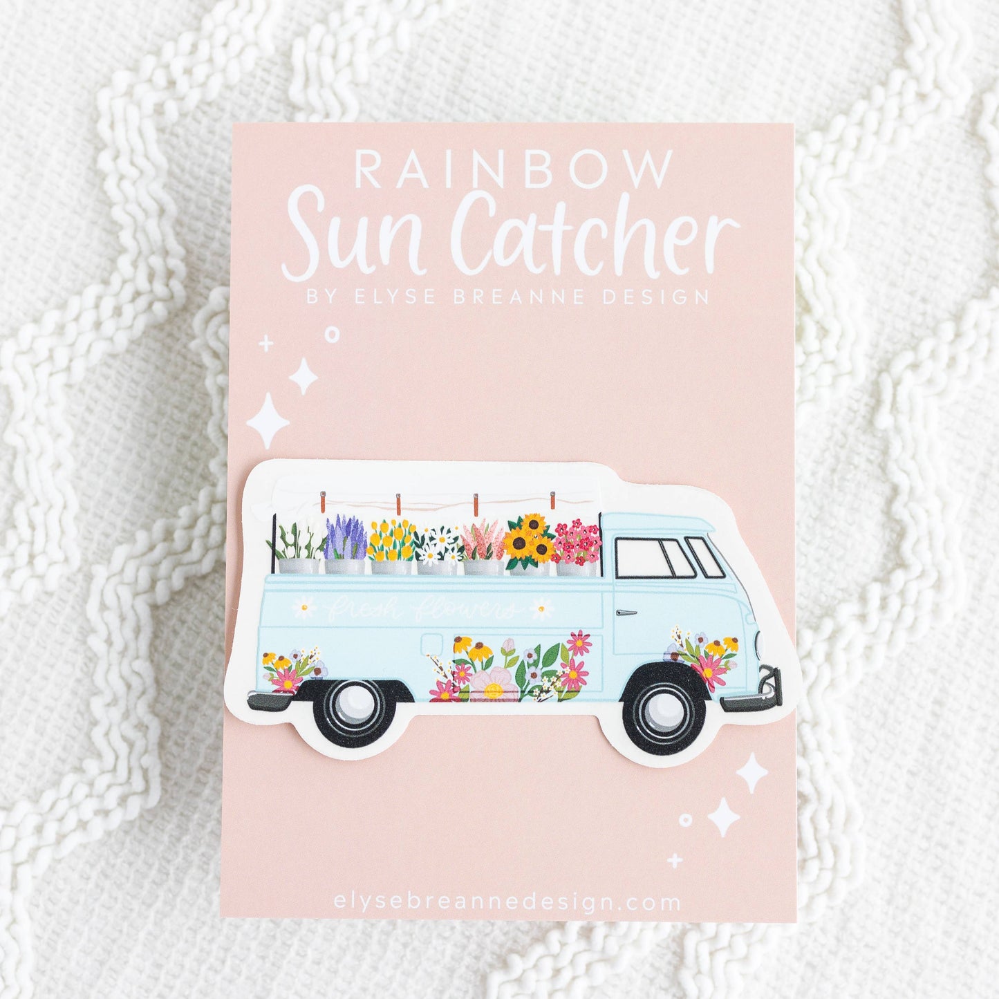 Flower Truck Sun Catcher Window Decal, 5x3 in.