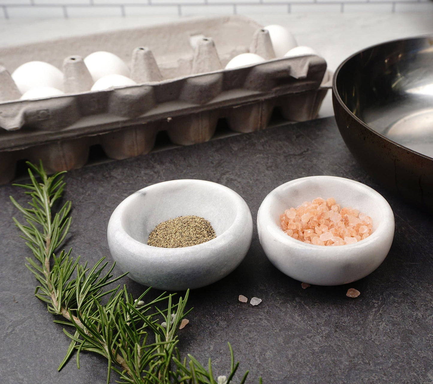 Herb Salt Bowls - Wht Marble