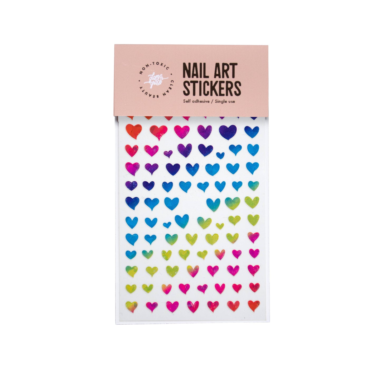 Nail Art Stickers - Rainbow Hearts