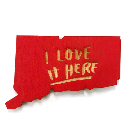 I Love It Here Connecticut Magnet - Red