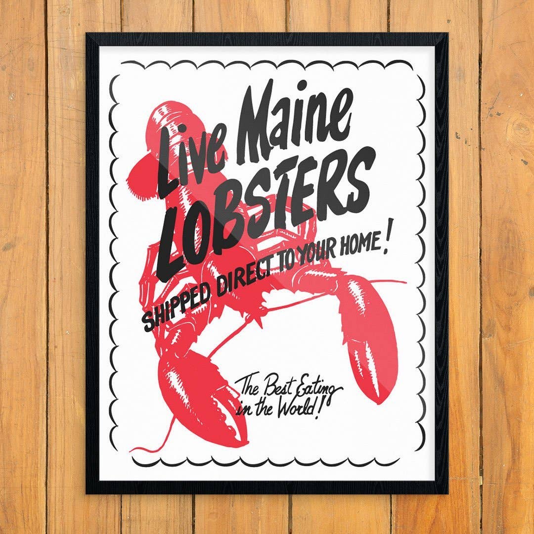 8" x 10'' Live Maine Lobsters Retro Print