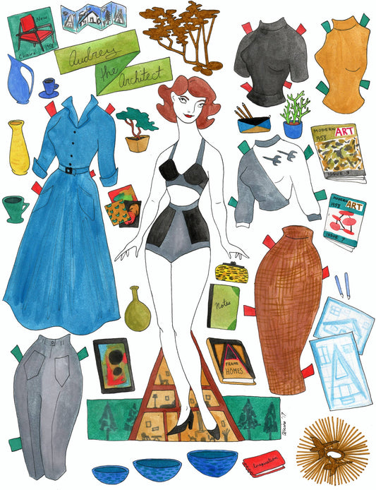 Audrey the Architect Paper Doll Signed Print