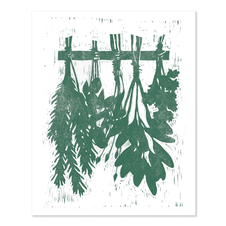 Green Herbs Generous Kitchen Art Print