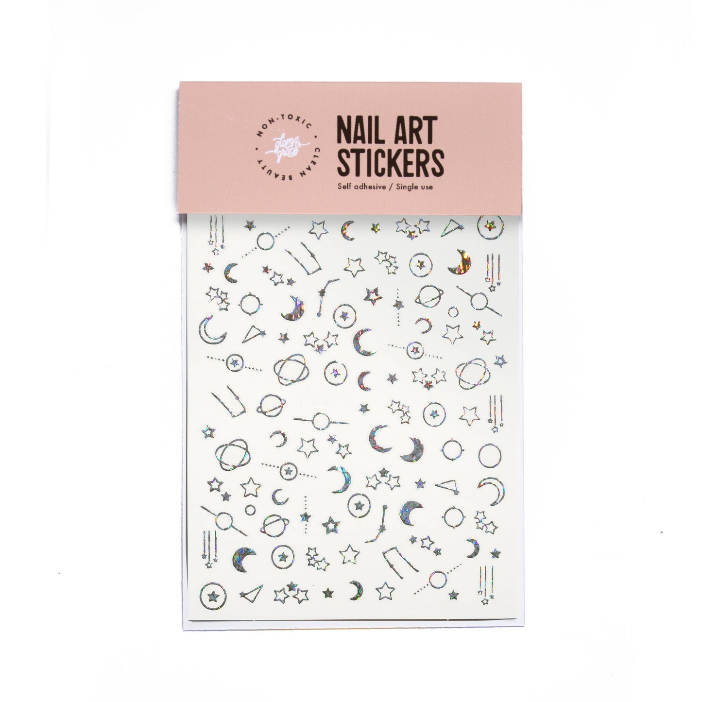 Nail Art Stickers - Holographic Celestial Silver