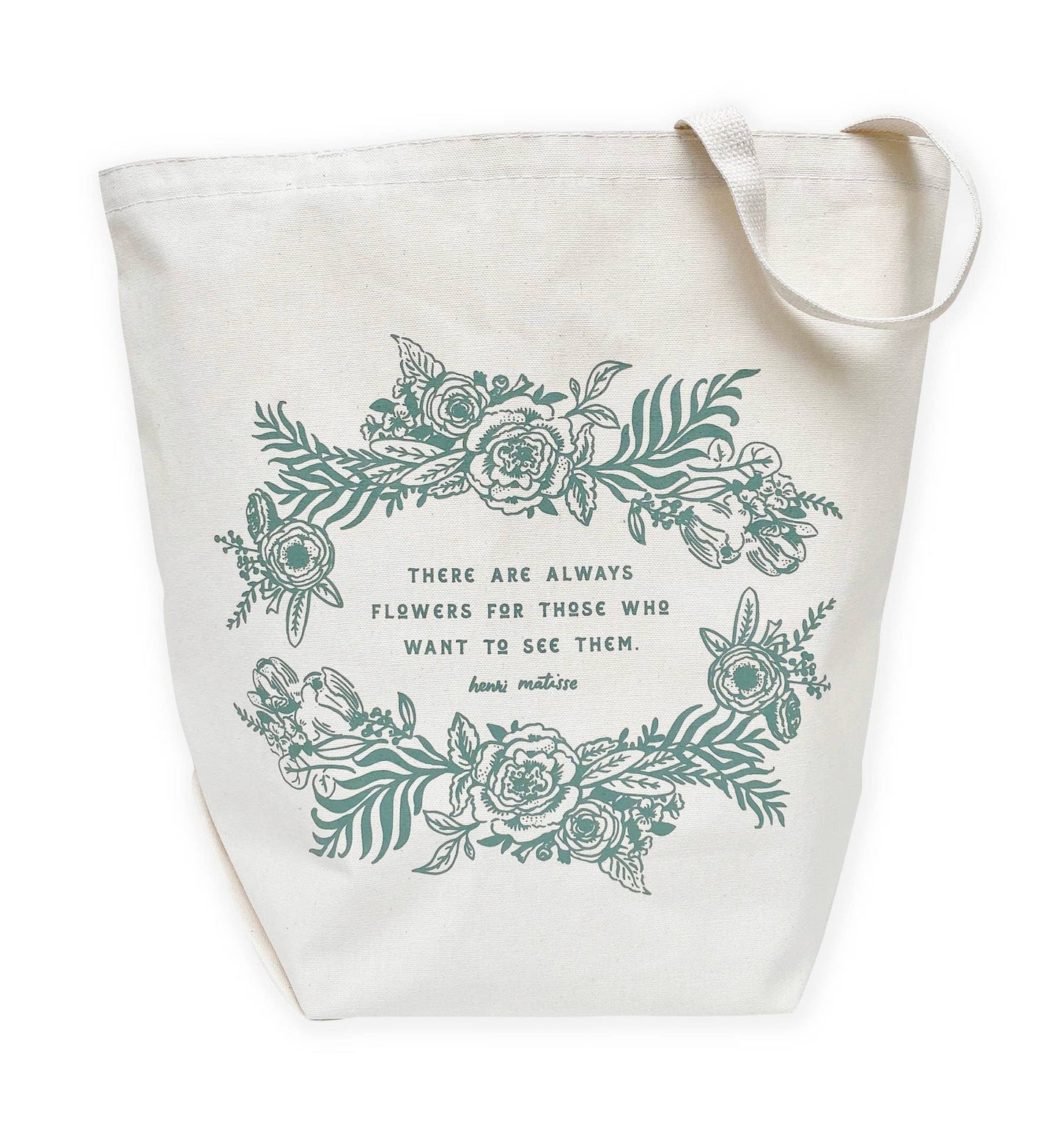 floral matisse quote large market tote