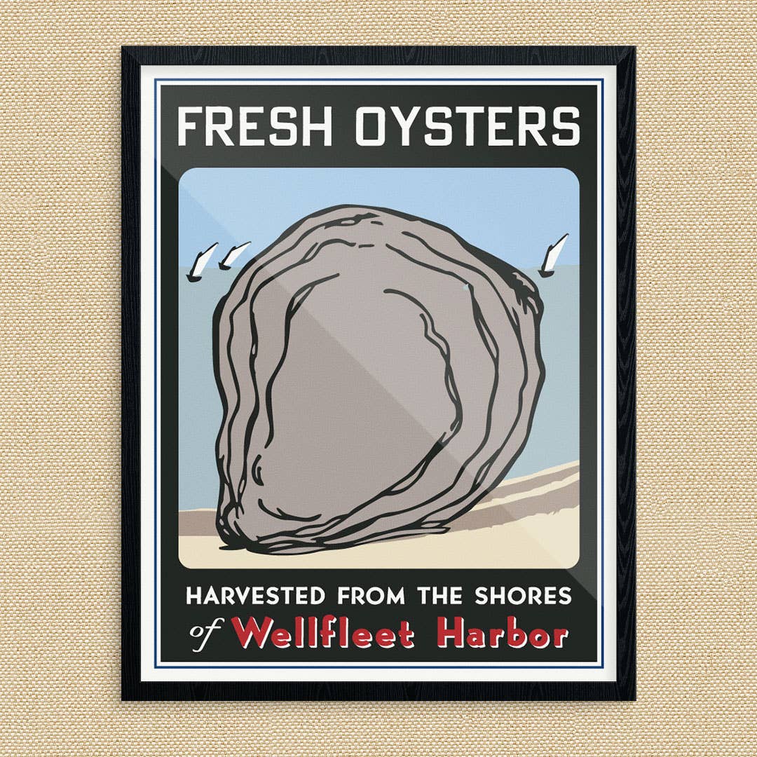 8" x 10" Fresh Oysters Harvested From Wellfleet Harbor Prin