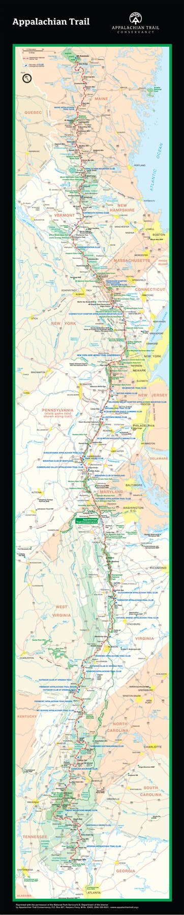 Appalachian Trail Strip-Map Poster