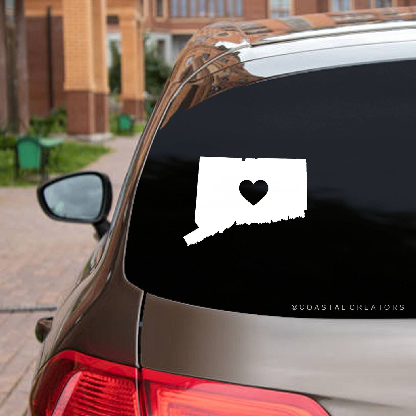 50 United States w/ Heart Cutout Vinyl Sticker Decal (White)