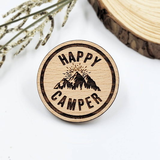 Happy camper wood pin - Adventure pins