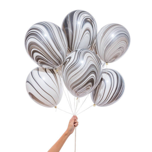 Black and White Marble Party Balloons